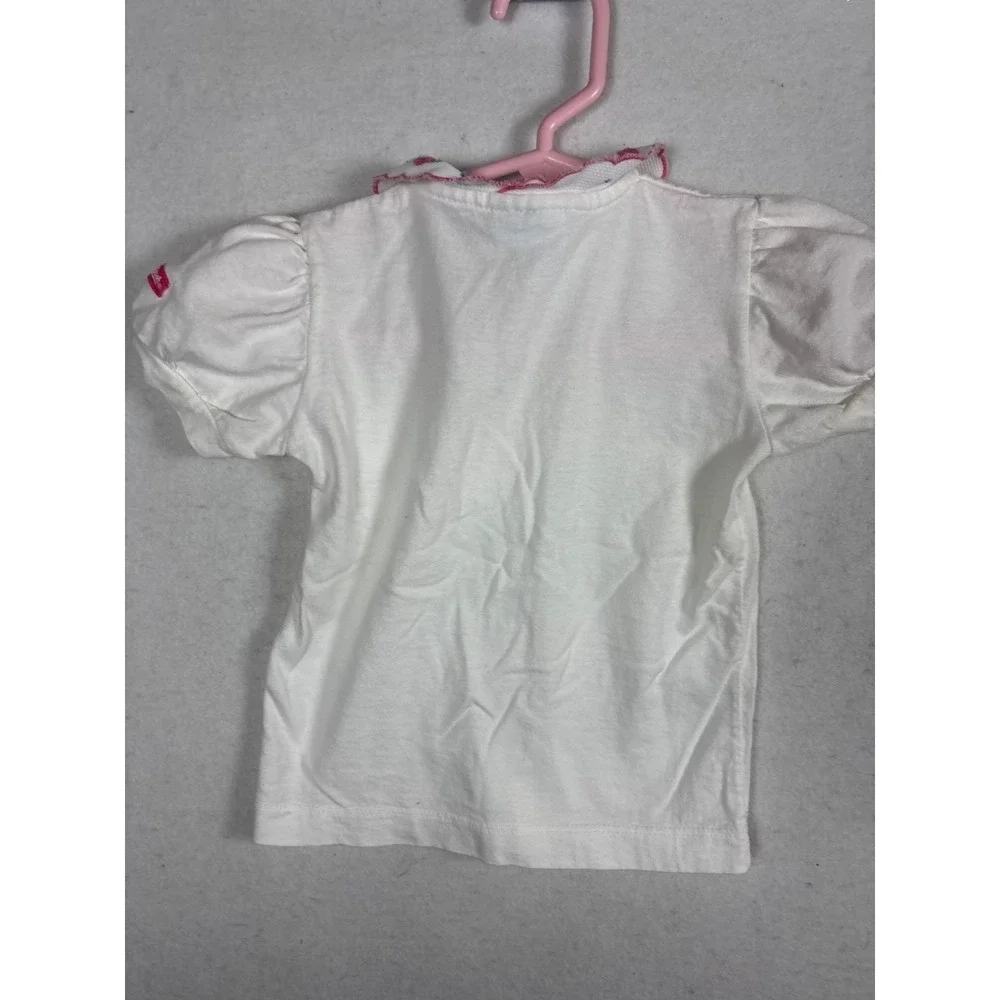 Baby‎ OshKosh White Cotton Floral Peter Pan Collar Puff Sleeve Top 6-9 Months
